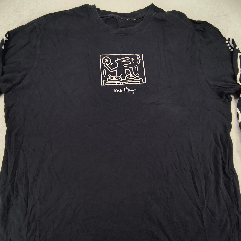 Keith Haring Graphic Long Sleeve Crew Neck T-Shirt Mens Size 2XL Black White